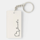Heart Your Name Script Custom Gift Keychain Schlüsselanhänger (Rückseite)