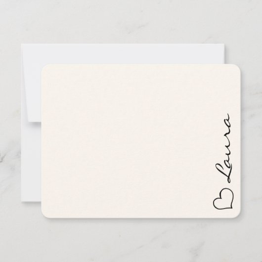 Heart Your Name Script Custom Gift Note Card Mitteilungskarte (Vorderseite)