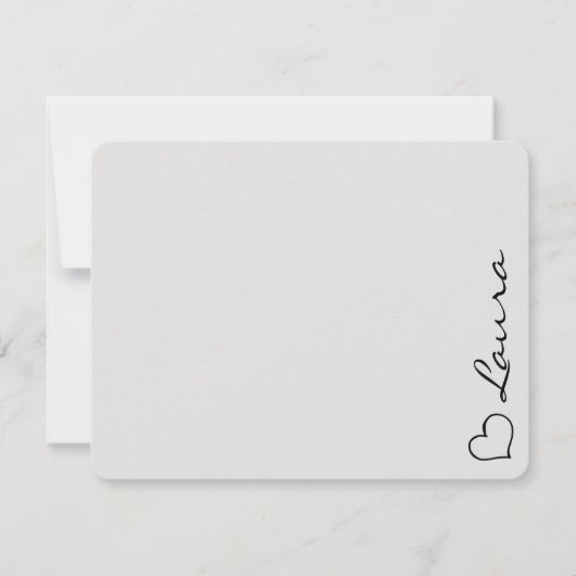 Heart Your Name Script Custom Gift Note Card Mitteilungskarte (Vorderseite)