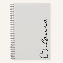 Heart Your Name Script Custom Gift Notebook Notizblock