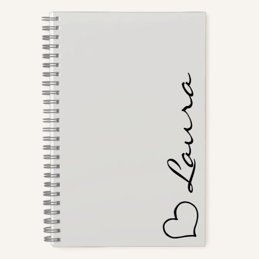 Heart Your Name Script Custom Gift Notebook Notizblock (Vorderseite)