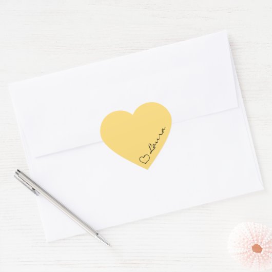 Heart Your Name Script Custom Gift Sticker (Umschlag)