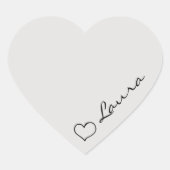 Heart Your Name Script Custom Gift Sticker (Vorderseite)