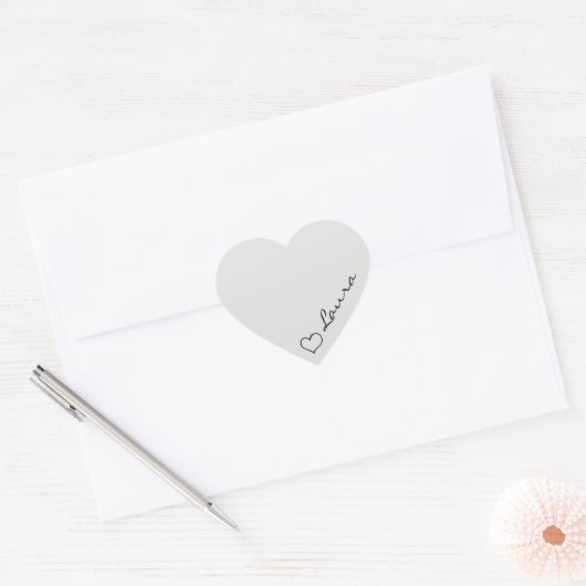 Heart Your Name Script Custom Gift Sticker (Umschlag)