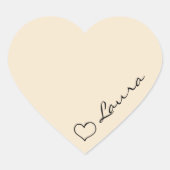 Heart Your Name Script Custom Gift Sticker (Vorderseite)