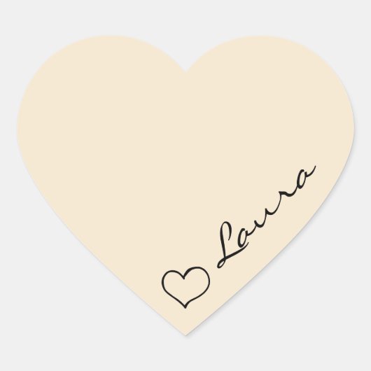 Heart Your Name Script Custom Gift Sticker (Vorderseite)