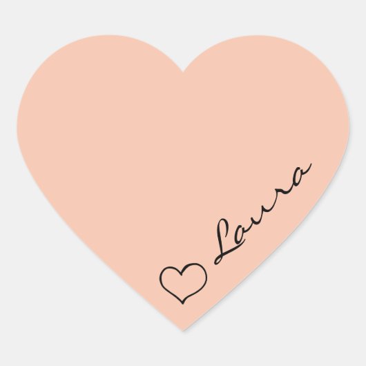 Heart Your Name Script Custom Gift Sticker (Vorderseite)