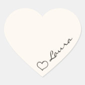 Heart Your Name Script Custom Gift Sticker (Vorderseite)