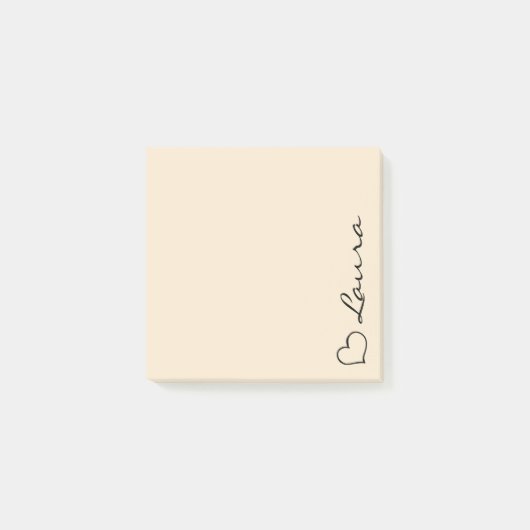 Heart Your Name Script Custom Gift Sticky Notes Post-it Klebezettel (Vorderseite)