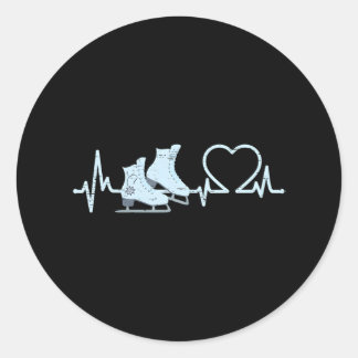 Heartbeat Abbildung Skaten Dance Sport Ice Skater Runder Aufkleber