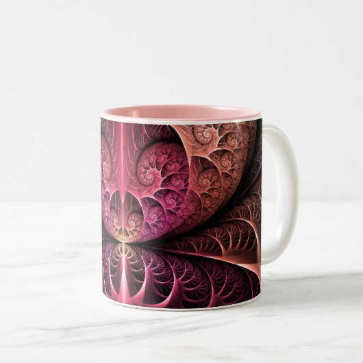 Heartbeat, Abstract Surreal Fantasy Fractal Art Zweifarbige Tasse (VorderseiteRechts)