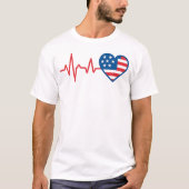 Heartbeat, amerikanisches Flag Herz T-Shirt (Vorderseite)