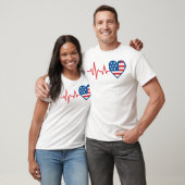 Heartbeat, amerikanisches Flag Herz T-Shirt (Unisex)