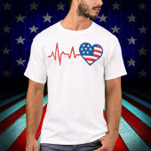 Heartbeat, amerikanisches Flag Herz T-Shirt