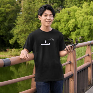 Heartbeat Angel-Fischer-T-Shirt, Fischerboot-Silho T-Shirt