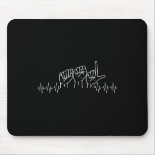 Heartbeat ASL Design for ASL Lover Deaf Day Awaren Mousepad