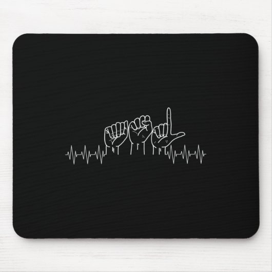 Heartbeat ASL Design for ASL Lover Deaf Day Awaren Mousepad (Vorne)