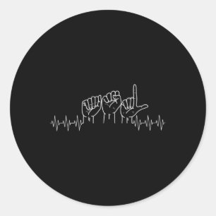 Heartbeat ASL-Design für ASL-Fan Taubstummentag-Au Runder Aufkleber
