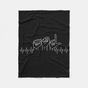 Heartbeat ASL-Design für ASL-Liebhaber gehörloser Fleecedecke