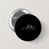 Heartbeat Badminton Shuttle Racket Retro Player Gi Button (Vorne & Hinten)