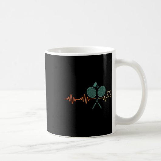 Heartbeat Badminton Shuttle Racket Retro Player Gi Kaffeetasse (Rechts)