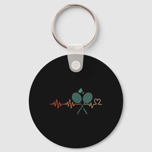 Heartbeat Badminton Shuttle Racket Retro Player Gi Schlüsselanhänger (Vorderseite)