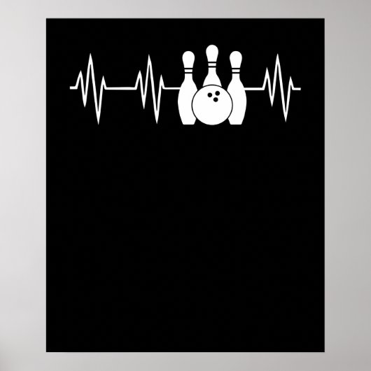 Heartbeat Bowling Heart Bowling Button und Ball Poster (Vorne)