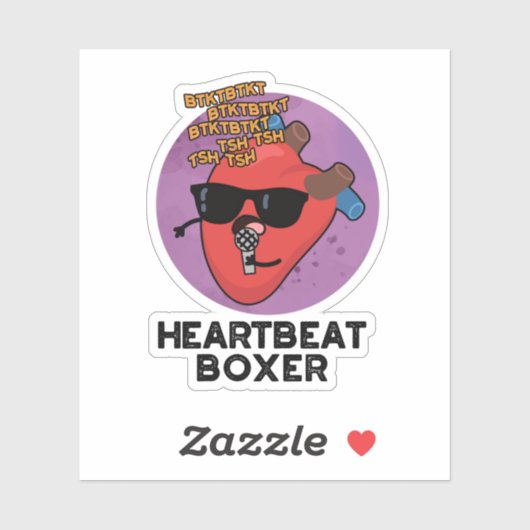 Heartbeat Boxer Funny Music Heart Pub Aufkleber (Blatt)