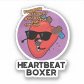 Heartbeat Boxer Funny Music Heart Pub Aufkleber (Vorderseite)