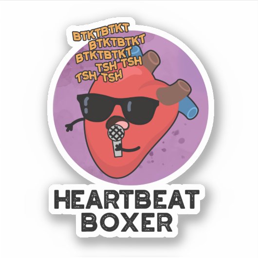 Heartbeat Boxer Funny Music Heart Pub Aufkleber (Vorderseite)