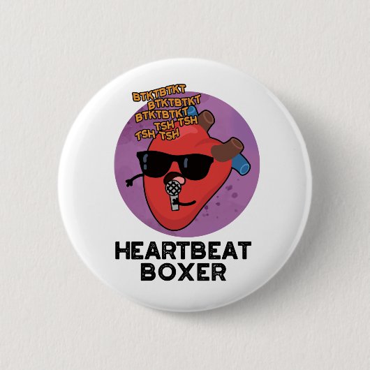 Heartbeat Boxer Funny Music Heart Pub Button (Vorderseite)