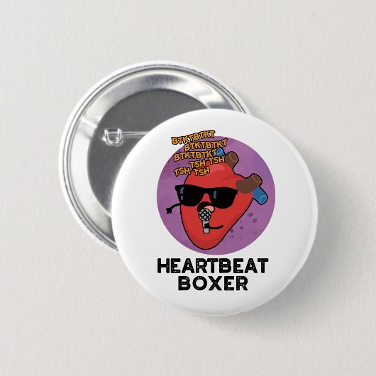 Heartbeat Boxer Funny Music Heart Pub Button (Vorne & Hinten)