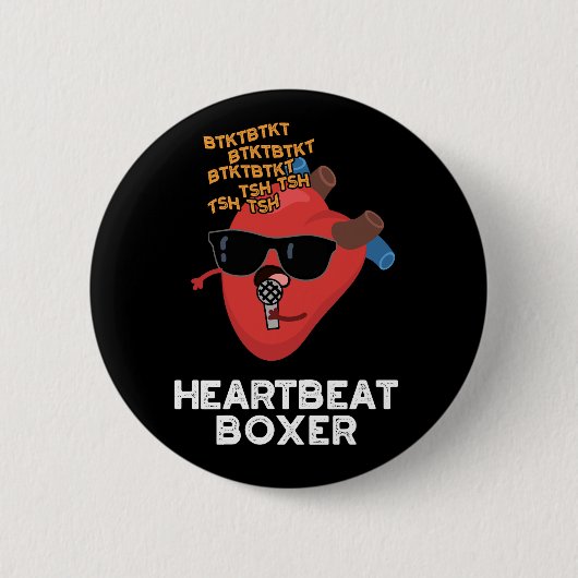 Heartbeat Boxer Funny Music Heart Pub Dark BG Button (Vorderseite)