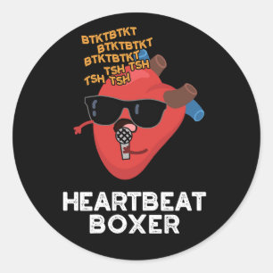 Heartbeat Boxer Funny Music Heart Pub Dark BG Runder Aufkleber
