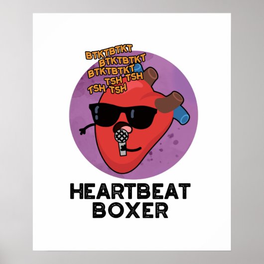 Heartbeat Boxer Funny Music Heart Pub Poster (Vorne)