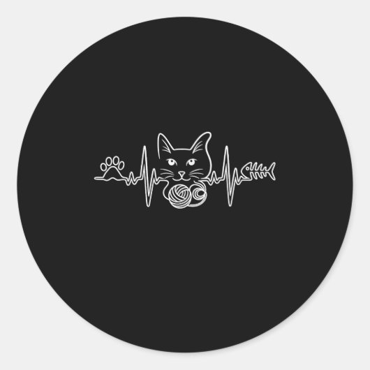 Heartbeat Cat Funny Kitty Geschenk für Katze Mama  Runder Aufkleber (Vorderseite)