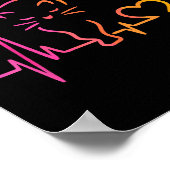 Heartbeat Cat Lover Animal Silhouette Cute Cat  Poster (Ecke)