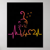 Heartbeat Cat Lover Animal Silhouette Cute Cat  Poster (Vorne)