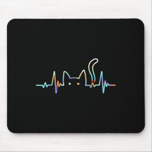 Heartbeat Cat Lover Tierische Silhouette Niedliche Mousepad