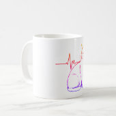 Heartbeat Cat Pulse, Unique Feline Illustration Kaffeetasse (Vorderseite Links)