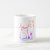 Heartbeat Cat Pulse, Unique Feline Illustration Kaffeetasse (Mittel)