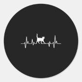 Heartbeat Cat  Runder Aufkleber (Vorderseite)