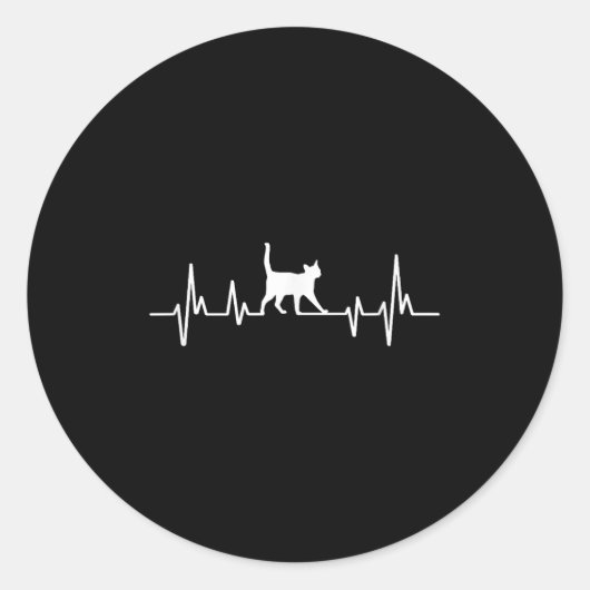 Heartbeat Cat  Runder Aufkleber (Vorderseite)