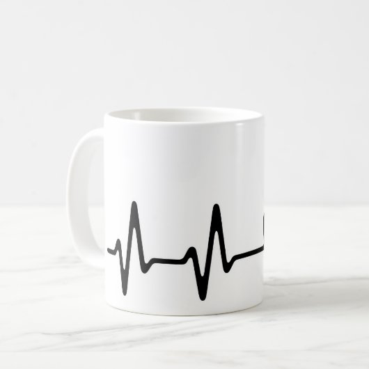 Heartbeat Coffee Line Art Design Kaffeetasse (Vorderseite Links)