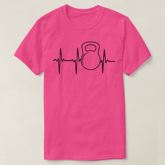 Heartbeat ECG Design Kettlebell T-Shirt (Design vorne)