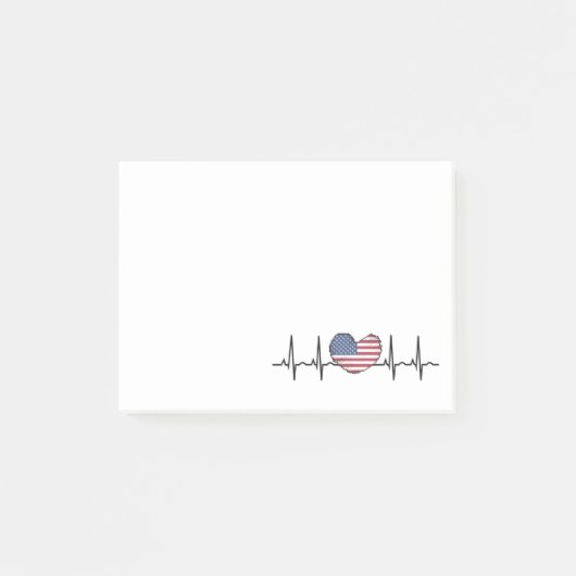 Heartbeat ECG Electrocardiographie der USA Post-it Klebezettel (Vorderseite)