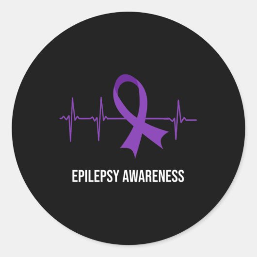 Heartbeat EKG Design Epilepsie Awareness Runder Aufkleber (Vorderseite)