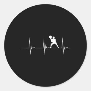 Heartbeat Ekg Puls Lacrosse Lax Stick Lacrosse Pl Runder Aufkleber