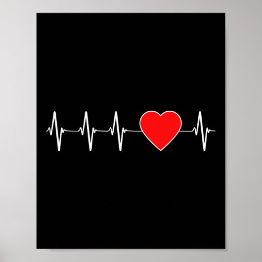 Heartbeat Ekg Rote Herzkrankheiten Bewusstsein Poster (Vorne)