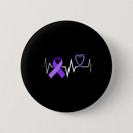 Heartbeat Epilepsy Ribbon Epilepsie Disease Awaren Button (Vorderseite)